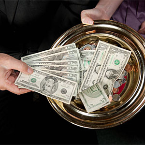cash in church offering plate